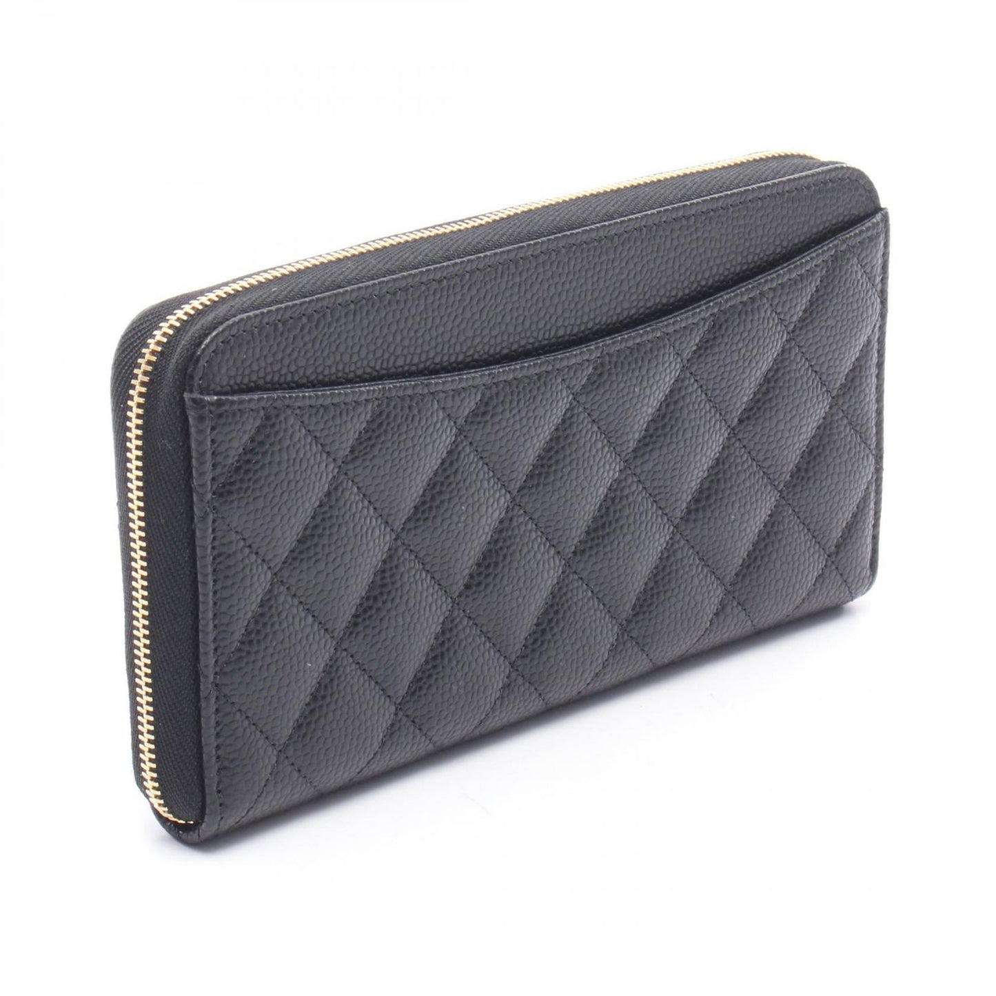Chanel Roundlong Wallet Classic Long Zip Quilted Black Caviar Leather — view 2