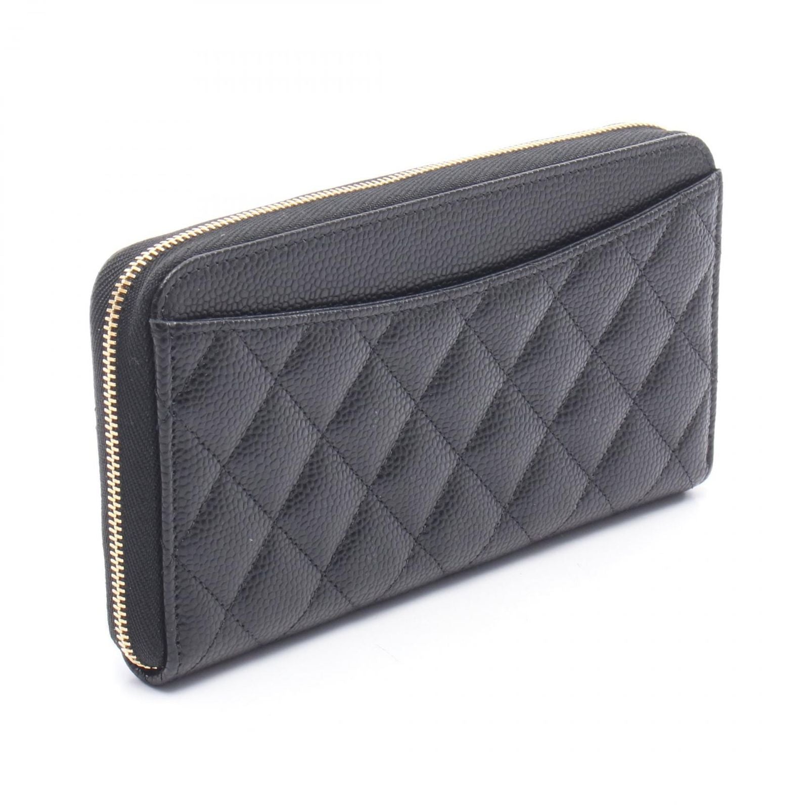 Chanel Roundlong Wallet Classic Long Zip Quilted Black Caviar Leather — view 2