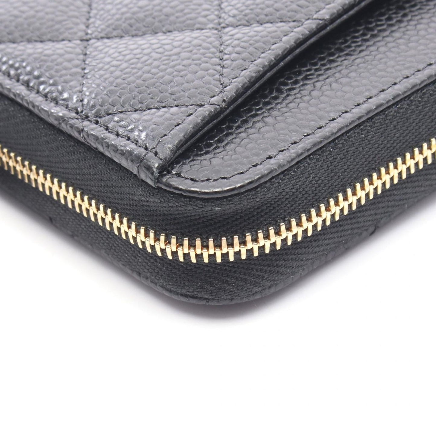 Chanel Roundlong Wallet Classic Long Zip Quilted Black Caviar Leather — view 7