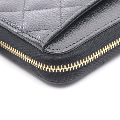 Chanel Roundlong Wallet Classic Long Zip Quilted Black Caviar Leather — view 7