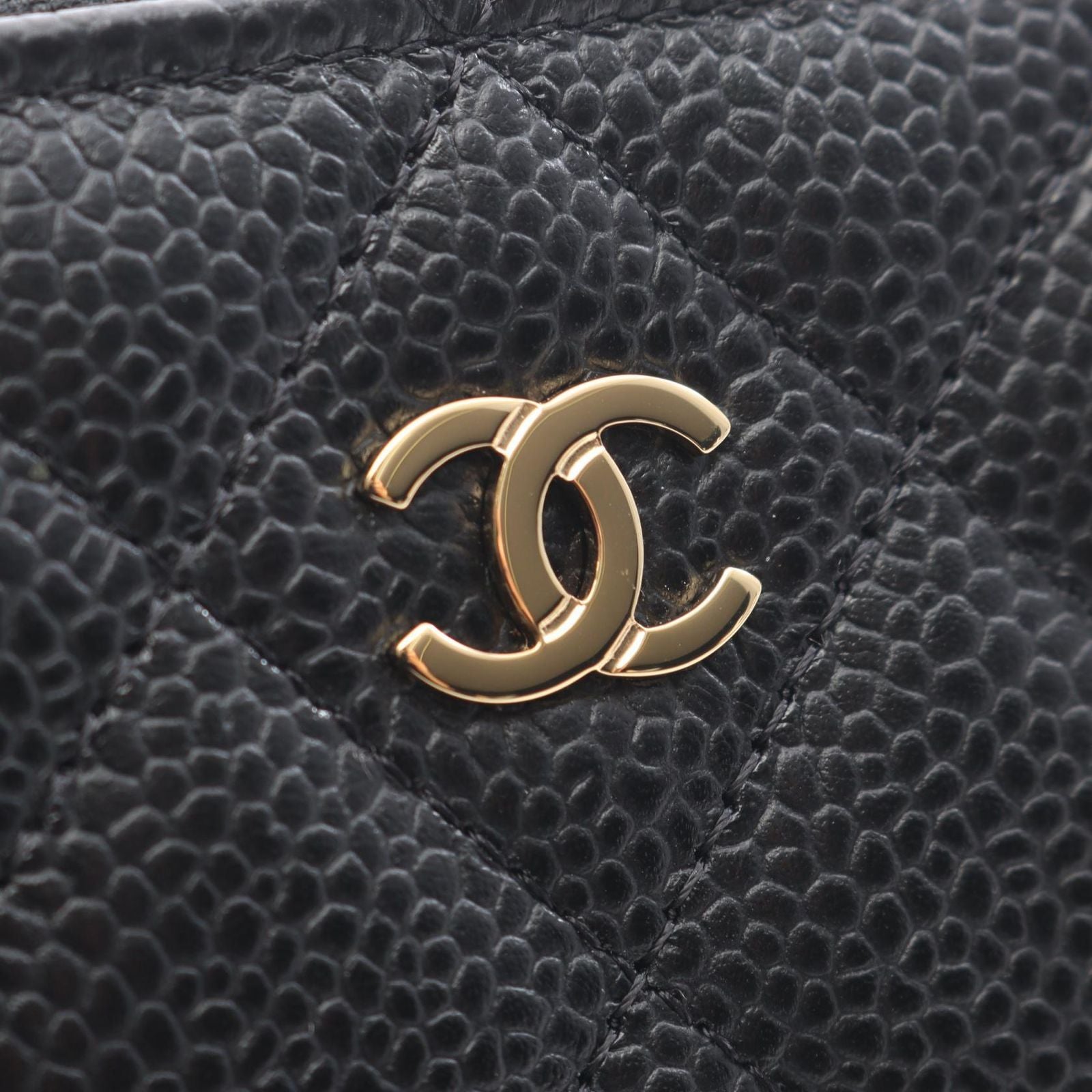 Chanel Coin Case Classic Zip Coinpa Quilted Black Caviar Leather — view 6
