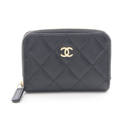 Chanel Coin Case Classic Zip Coinpa Quilted Black Caviar Leather