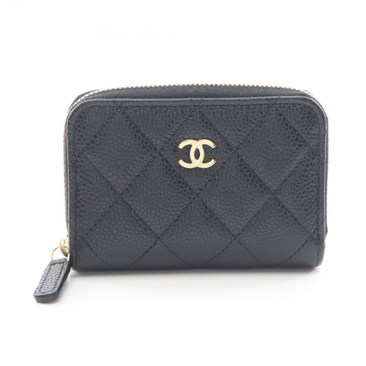 Chanel Coin Case Classic Zip Coinpa Quilted Black Caviar Leather
