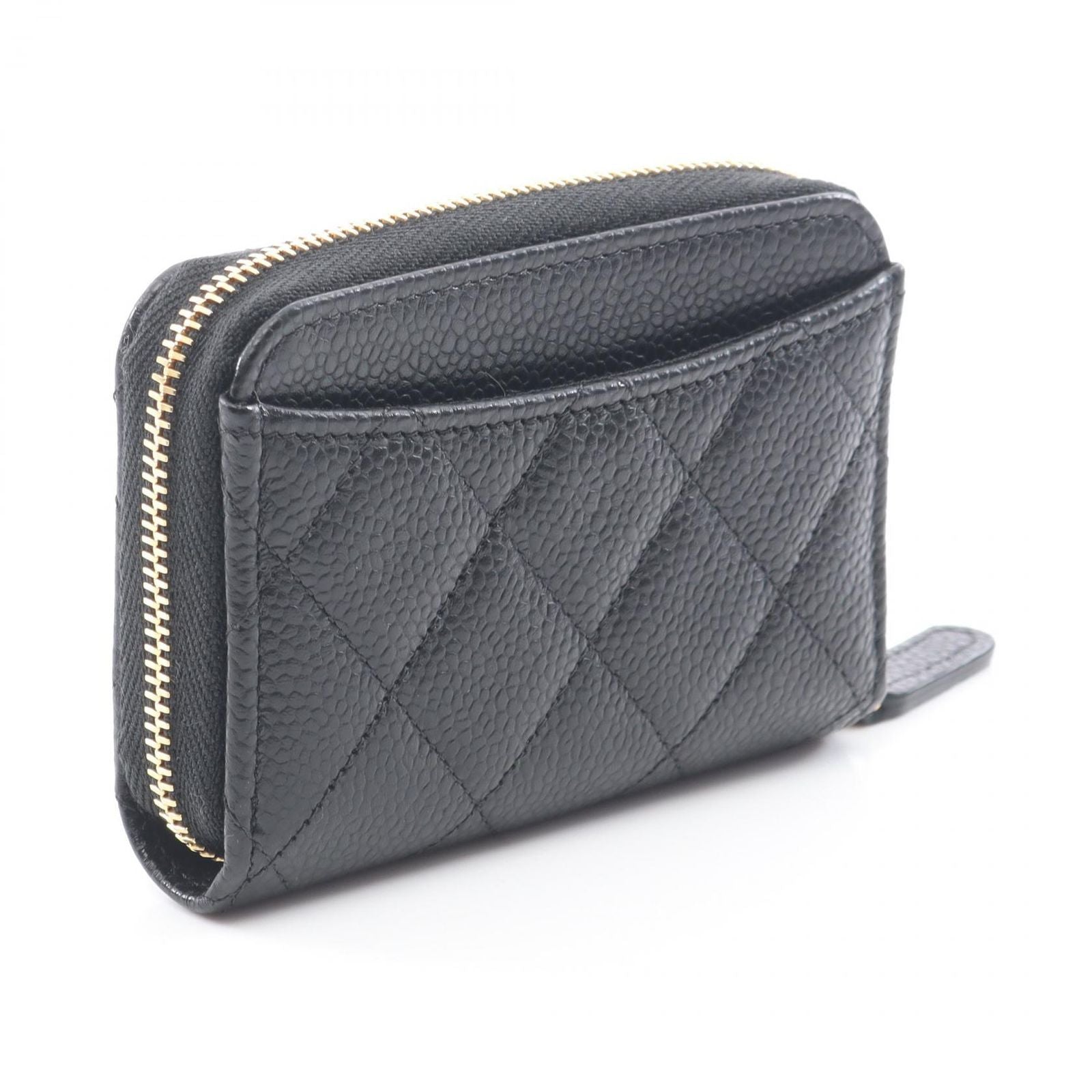 Chanel Coin Case Classic Zip Coinpa Quilted Black Caviar Leather — view 2