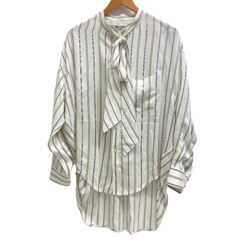 Balenciaga 34 Silk Long Sleeve Shirt Cream