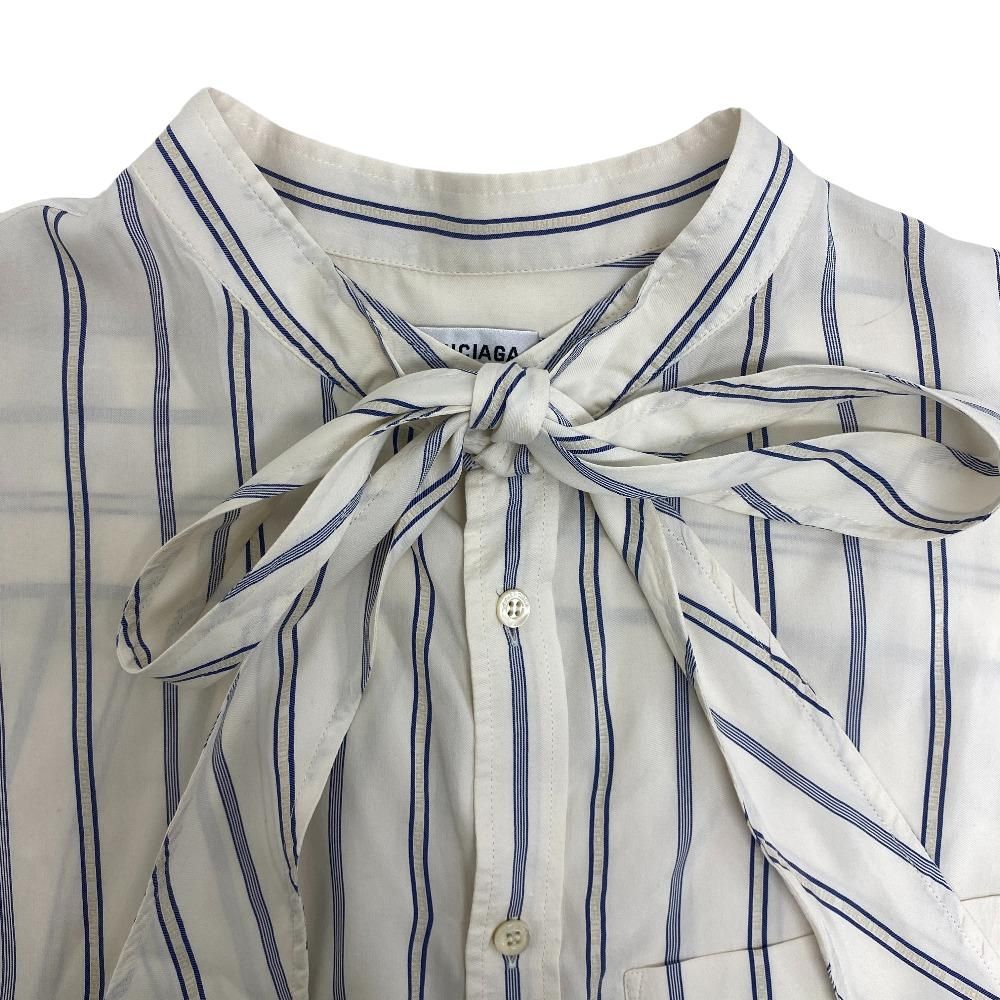 Balenciaga 34 Silk Long Sleeve Shirt Cream — view 3