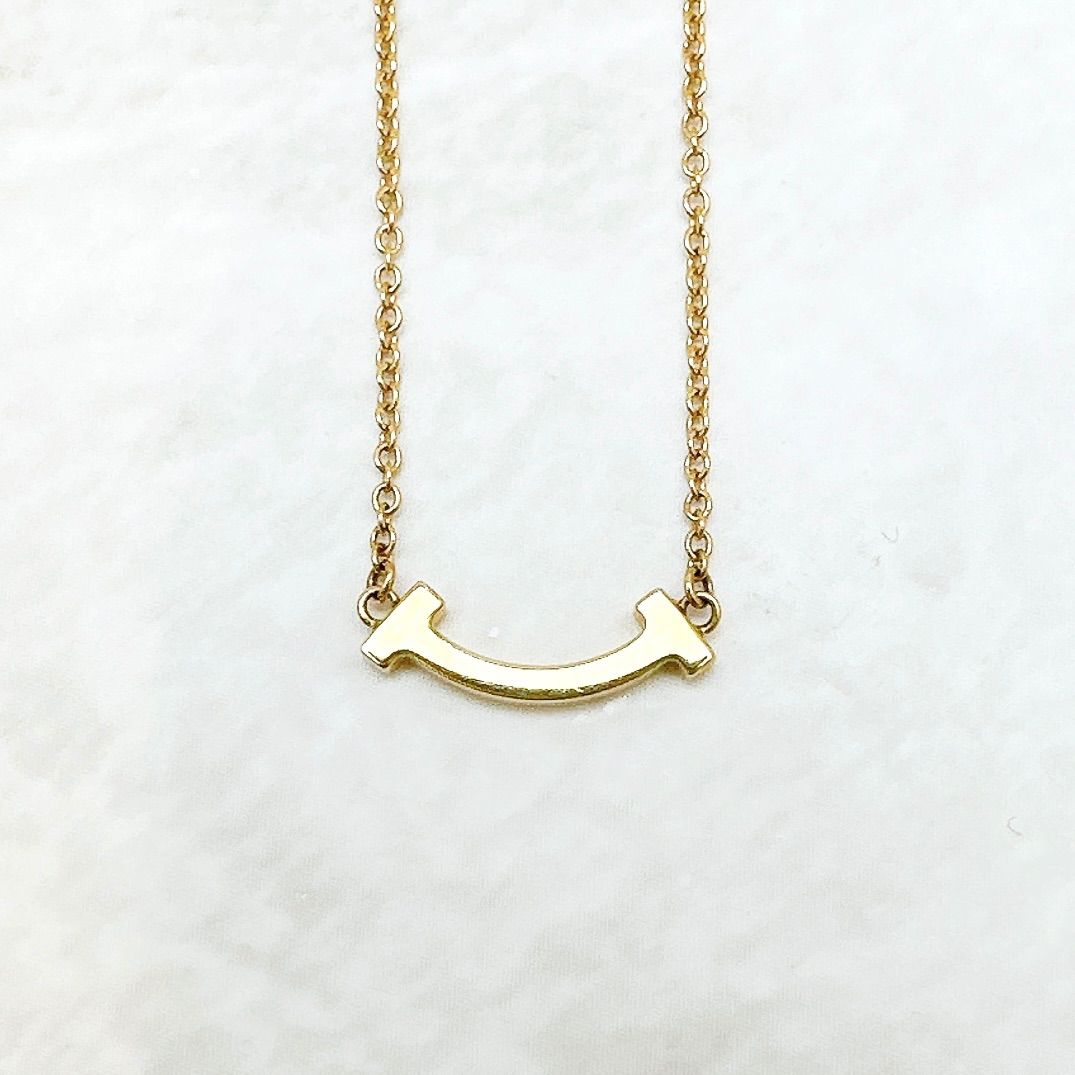 Tiffany & Co T Smile Mini Yellow Gold Necklace — view 3