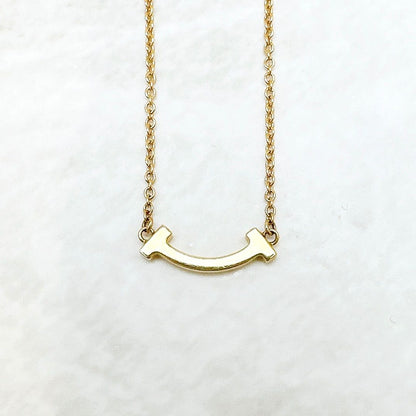 Tiffany & Co T Smile Mini Yellow Gold Necklace — view 3