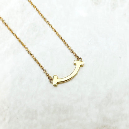 Tiffany & Co T Smile Mini Yellow Gold Necklace — view 2
