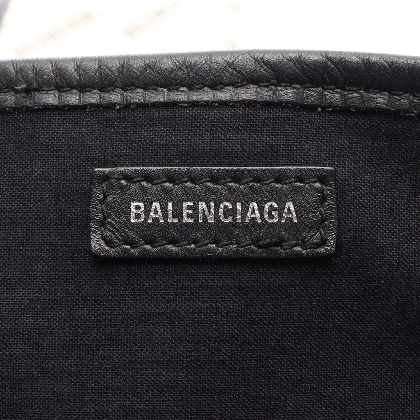 Balenciaga Tote Navy Cabas S Hippopotamus Ivory Black Canvas Leather — view 4