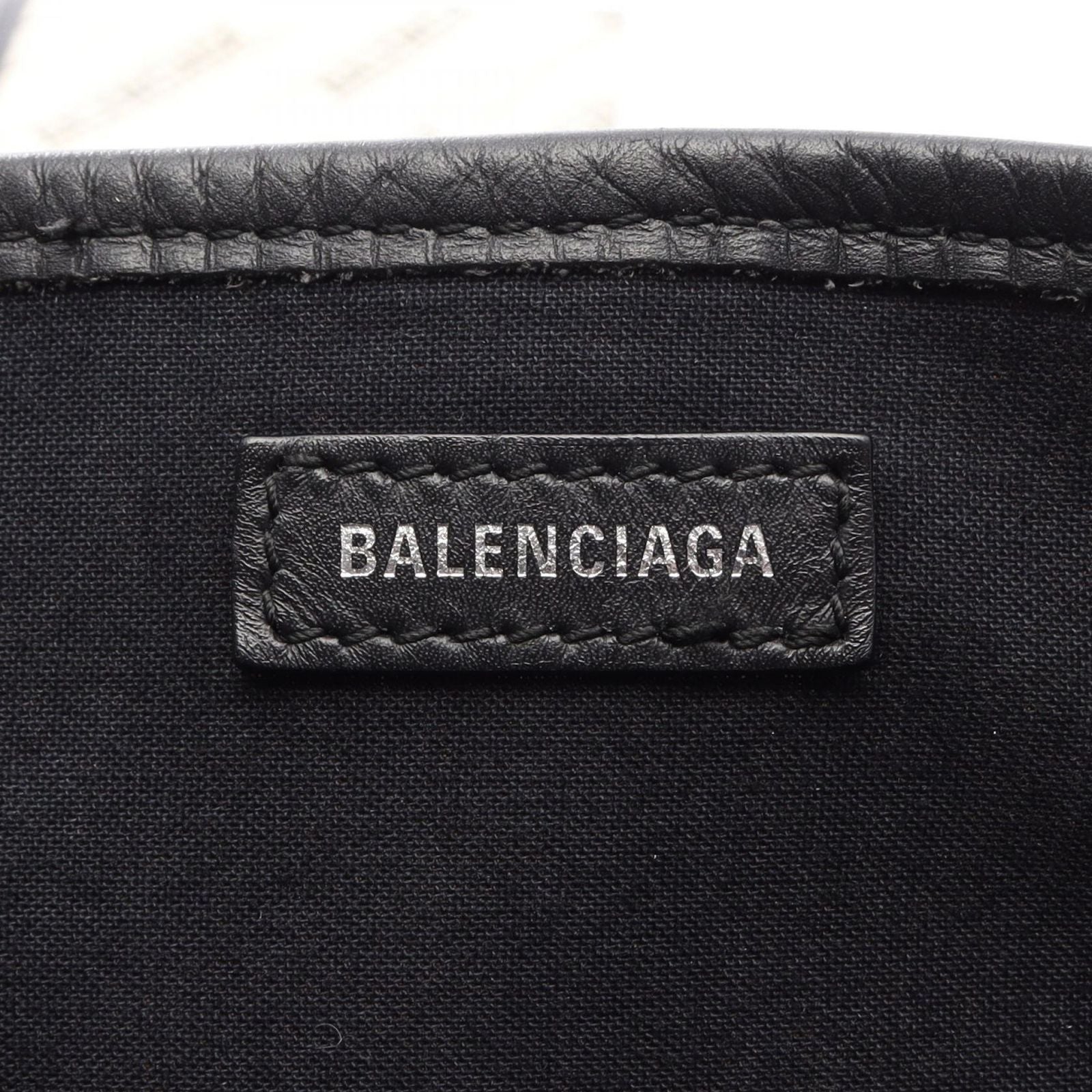 Balenciaga Tote Navy Cabas S Hippopotamus Ivory Black Canvas Leather — view 4