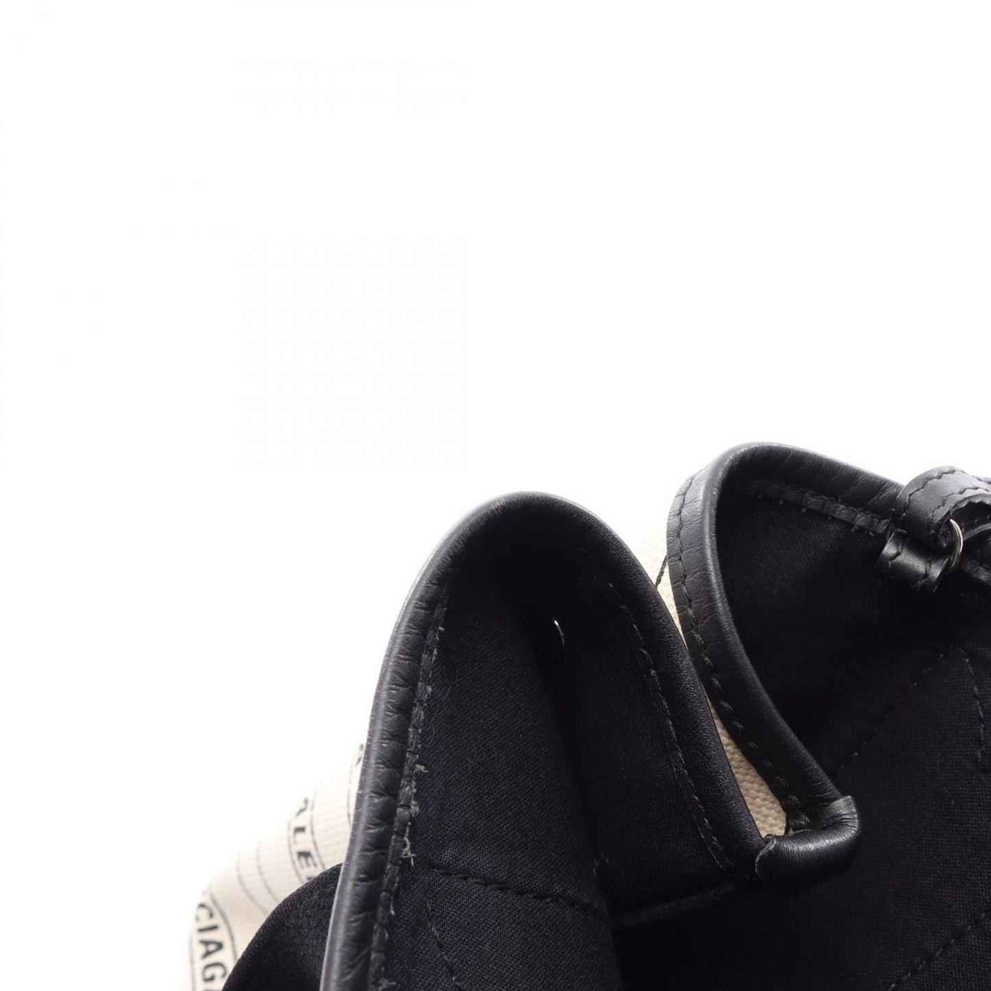 Balenciaga Tote Navy Cabas S Hippopotamus Ivory Black Canvas Leather — view 7