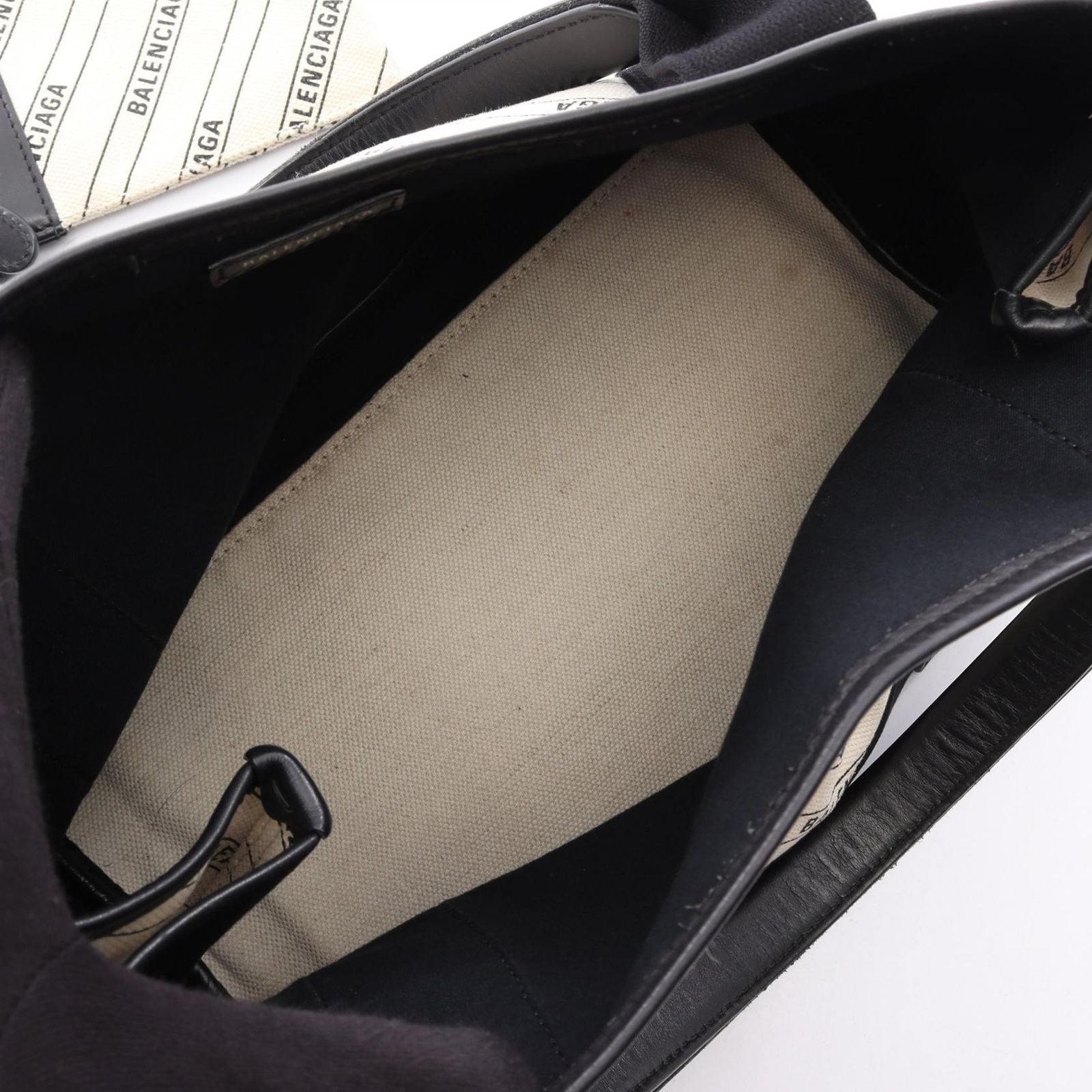 Balenciaga Tote Navy Cabas S Hippopotamus Ivory Black Canvas Leather — view 3