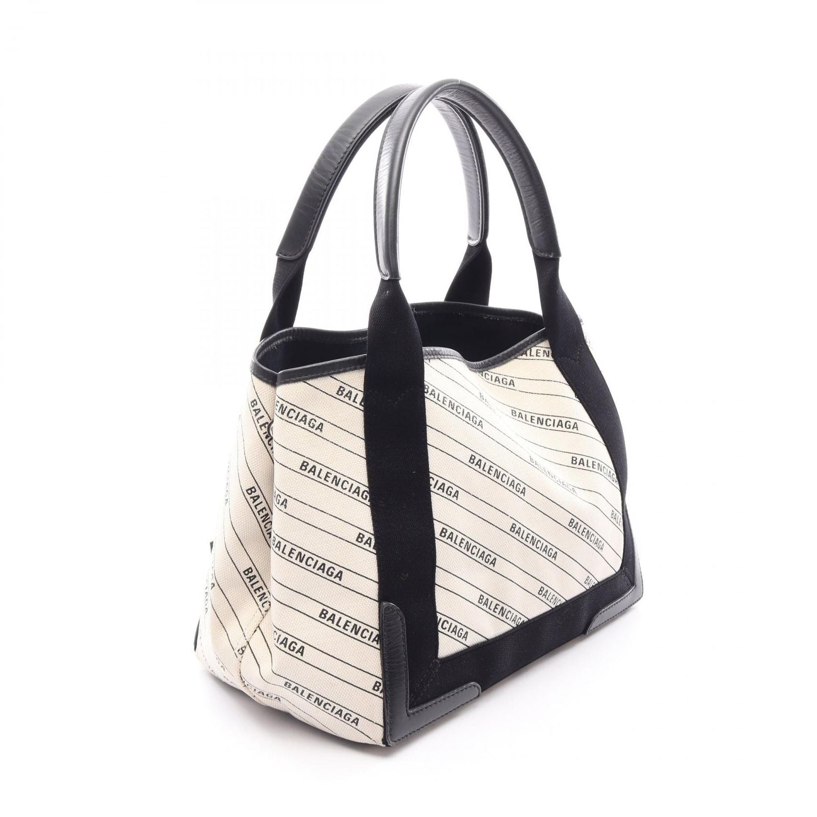 Balenciaga Tote Navy Cabas S Hippopotamus Ivory Black Canvas Leather — view 2