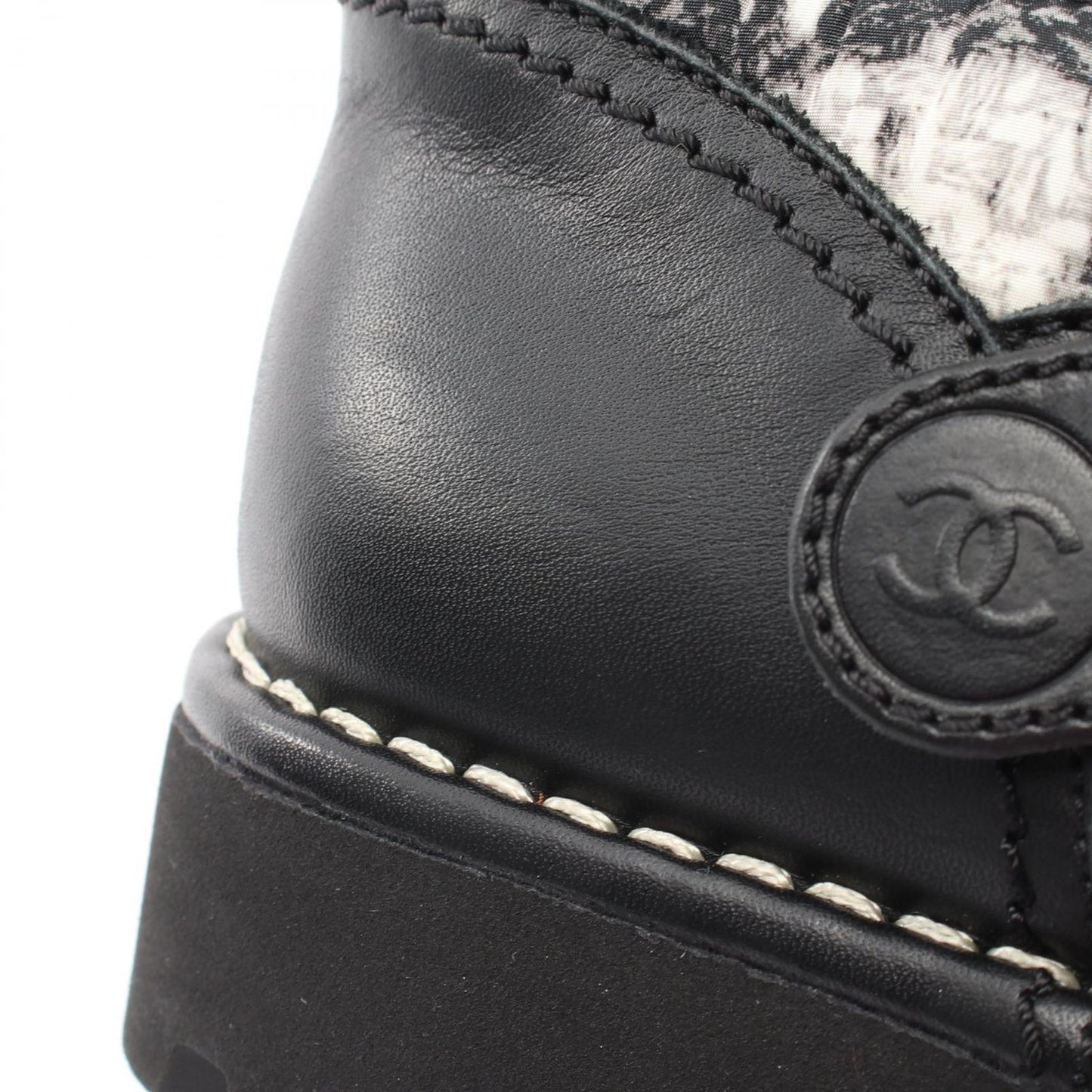 Chanel Boots CC Logo Tweet Pattern Snow Nylon Leather — view 8