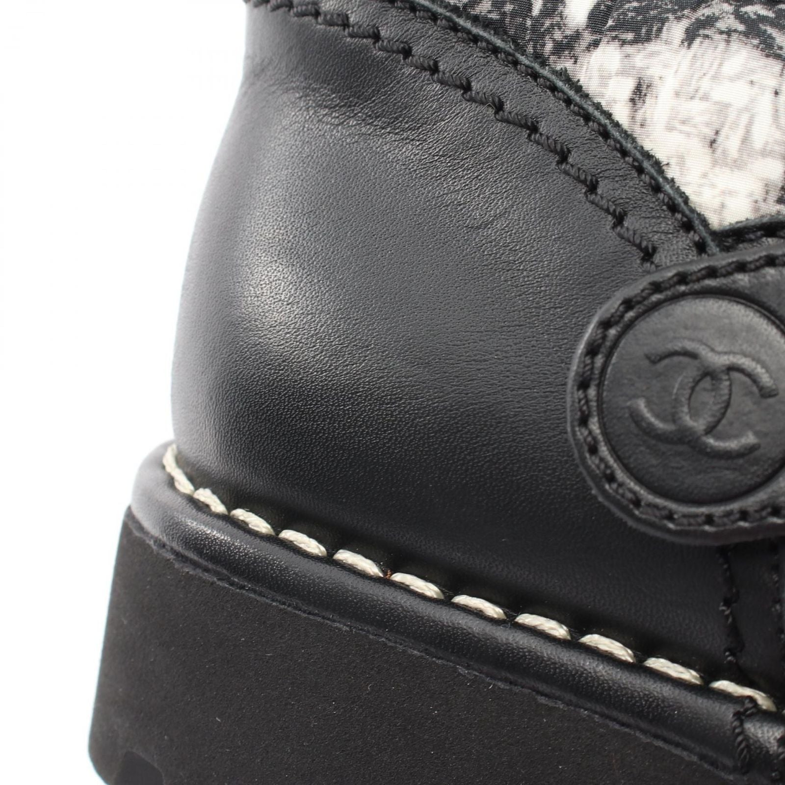 Chanel Boots CC Logo Tweet Pattern Snow Nylon Leather — view 8