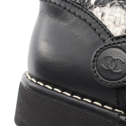 Chanel Boots CC Logo Tweet Pattern Snow Nylon Leather — view 8