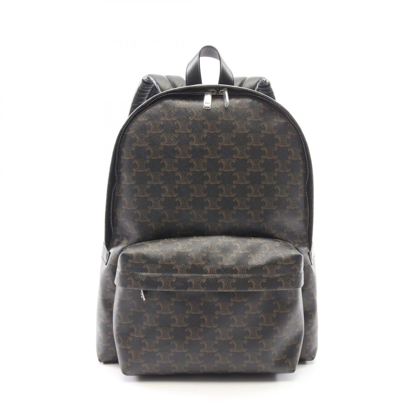 Celine Backpack Back Triomphe Black Leather Backpack