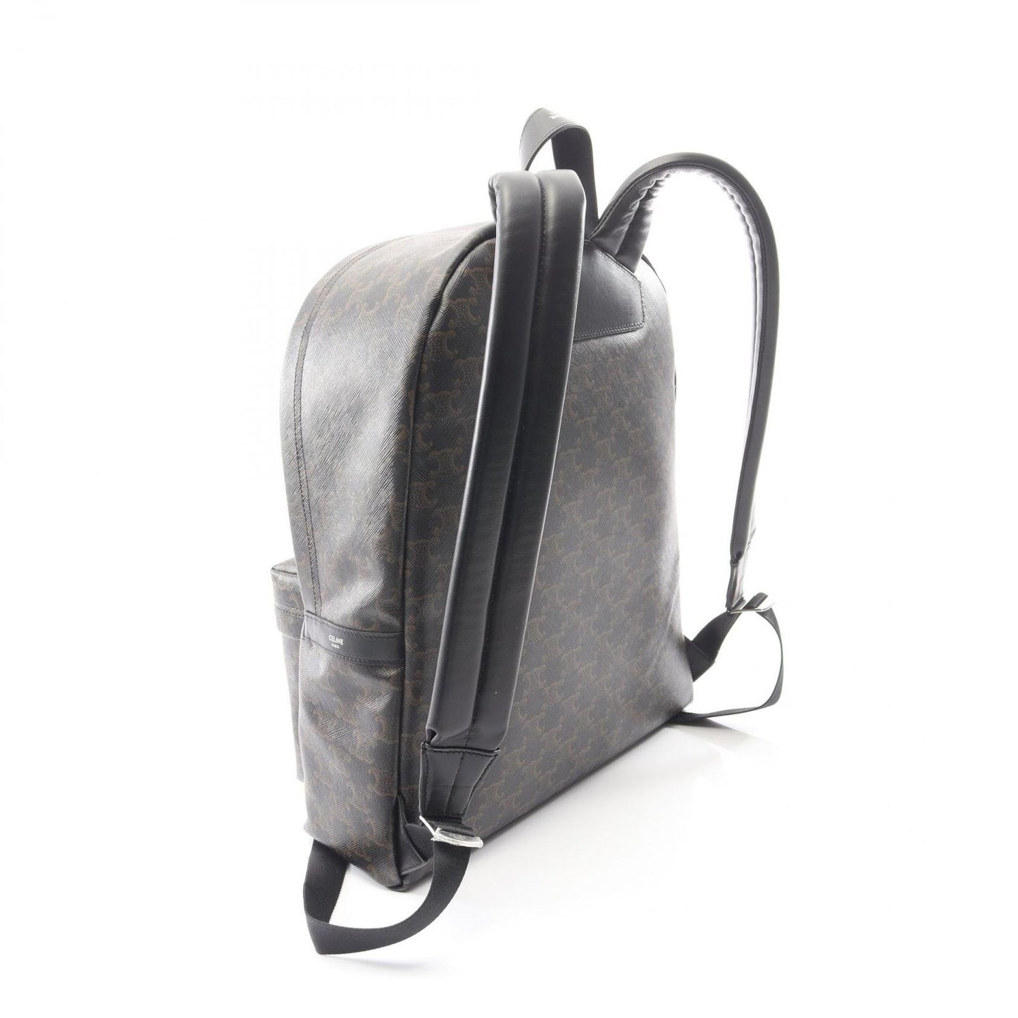 Celine Backpack Back Triomphe Black Leather Backpack — view 2