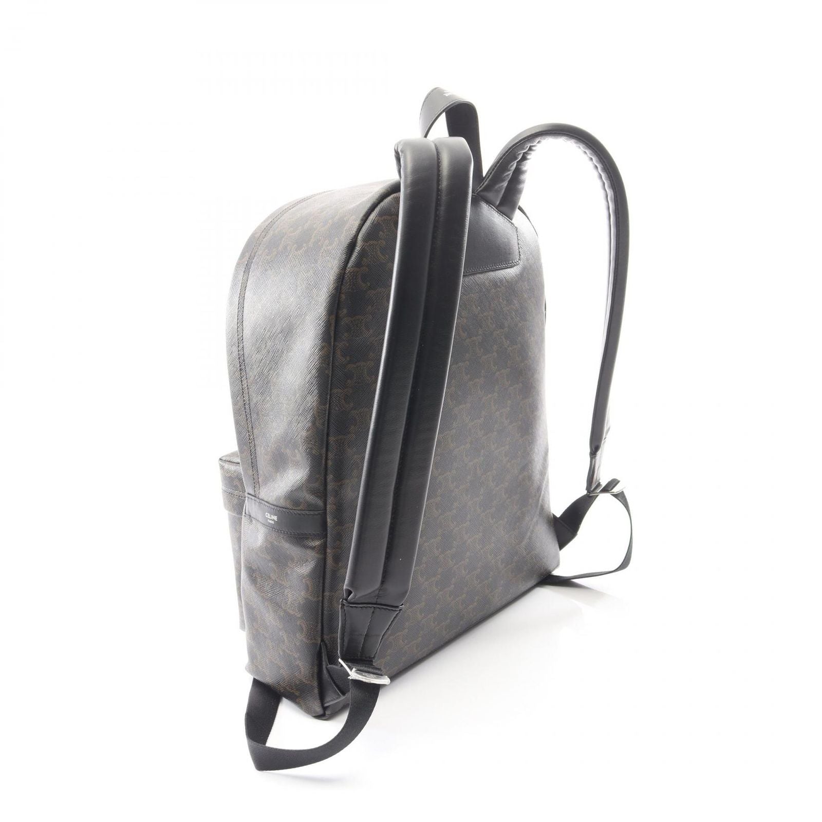 Celine Backpack Back Triomphe Black Leather Backpack — view 2