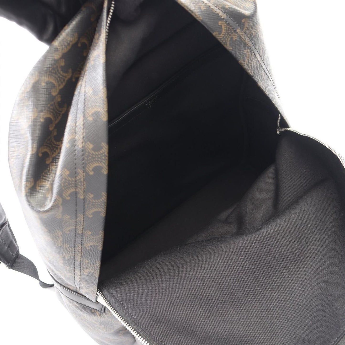 Celine Backpack Back Triomphe Black Leather Backpack — view 3