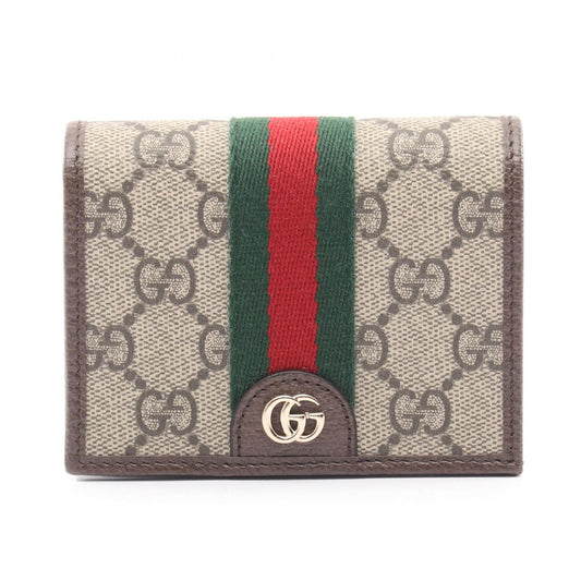 Gucci Bi Foldwallet Ophidia Sherry Line GG Spuri Beige Leather Wallet