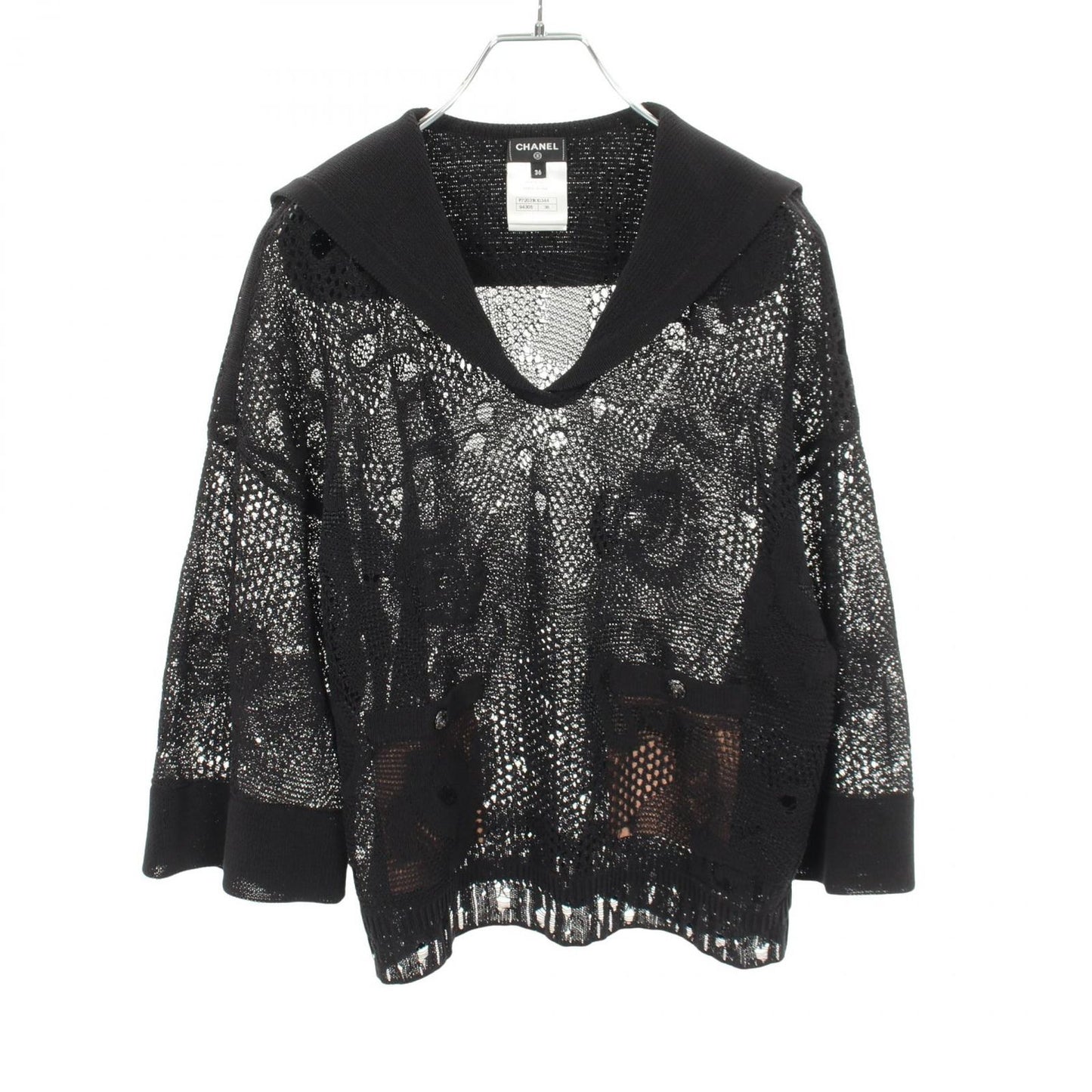 Chanel Knit CC Logo Camellia color Cotton Sweater