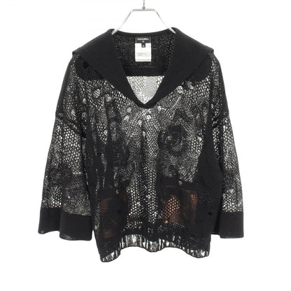 Chanel Knit CC Logo Camellia color Cotton Sweater