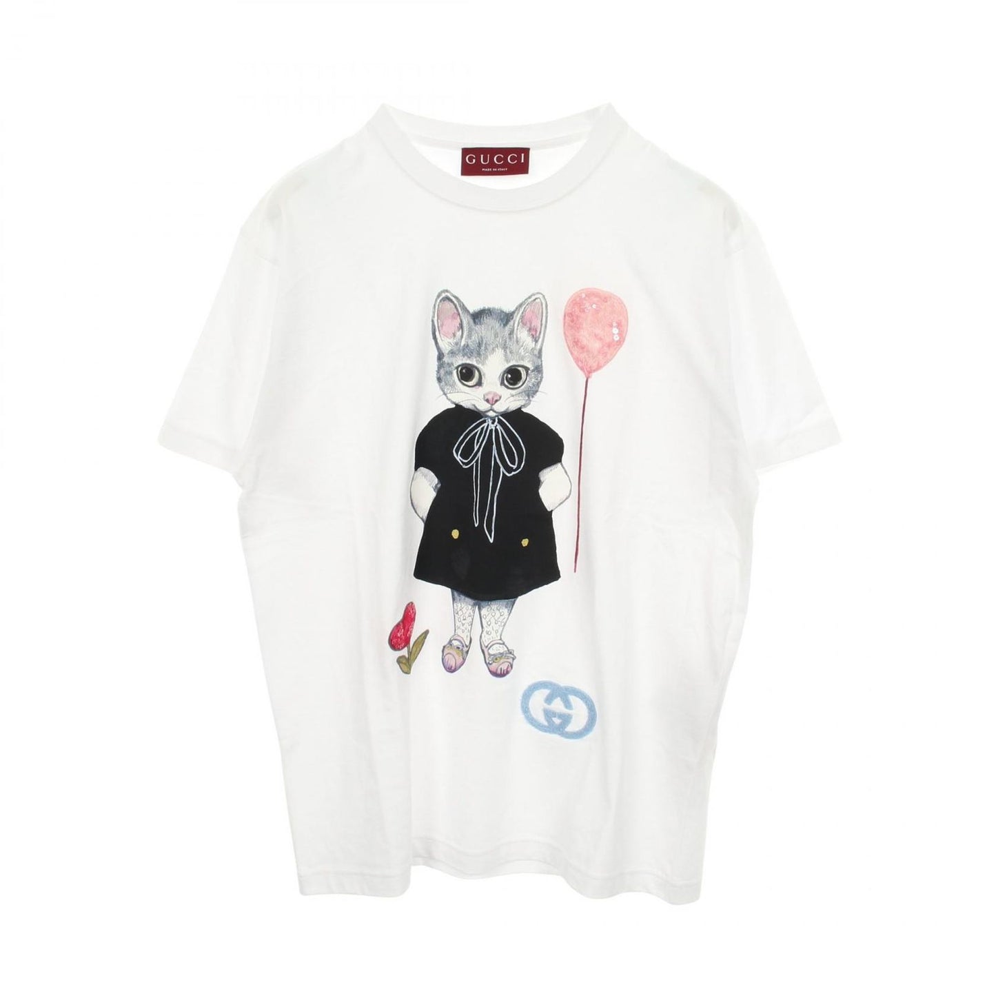 Gucci Short Sleeve T-Shirt Yuko Higuchi Cat Spangle Cotton