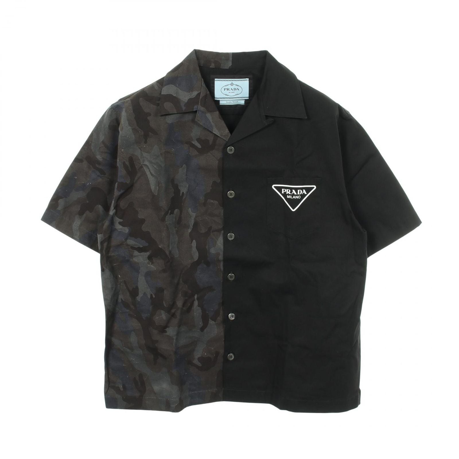 Prada Double Match Camouflage Ju Poplin Cotton Shirt