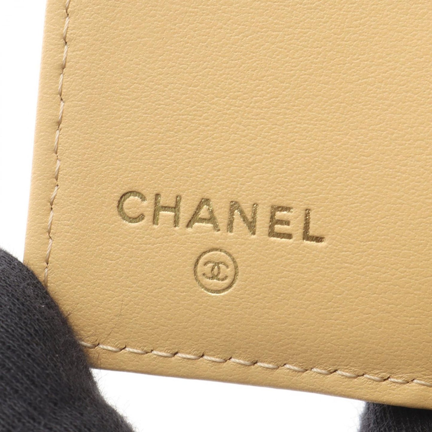 Chanel Tri Foldwallet Classic Flap Wallet Quilted Beige Caviar Leather — view 5