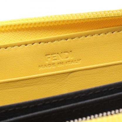 Fendi Roundlong Wallet Montstar Bug's Eye Gray Yellow Leather — view 4