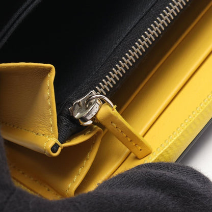 Fendi Roundlong Wallet Montstar Bug's Eye Gray Yellow Leather — view 5
