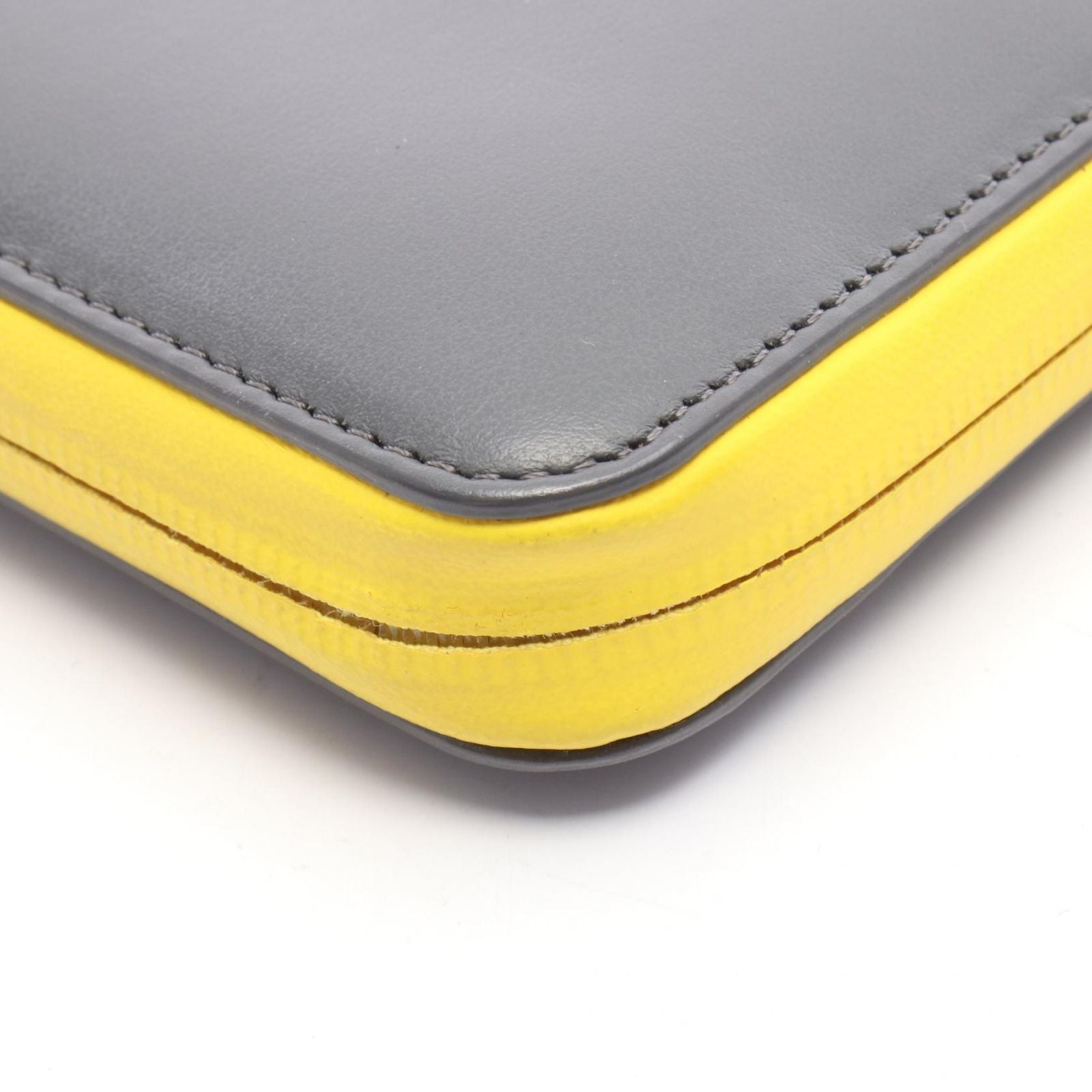 Fendi Roundlong Wallet Montstar Bug's Eye Gray Yellow Leather — view 8