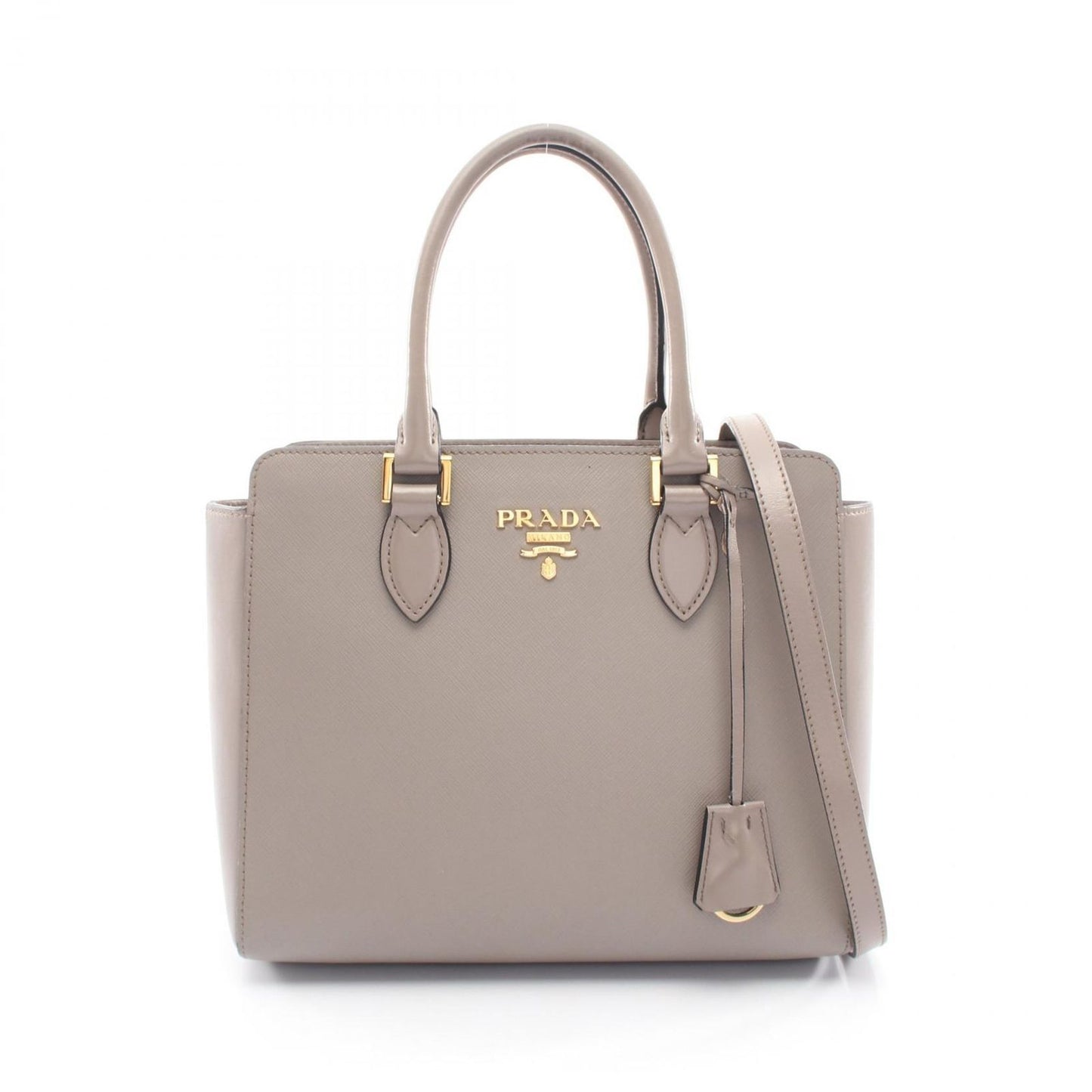 Prada Handbag 2-Way Gray Ju Leather Hand
