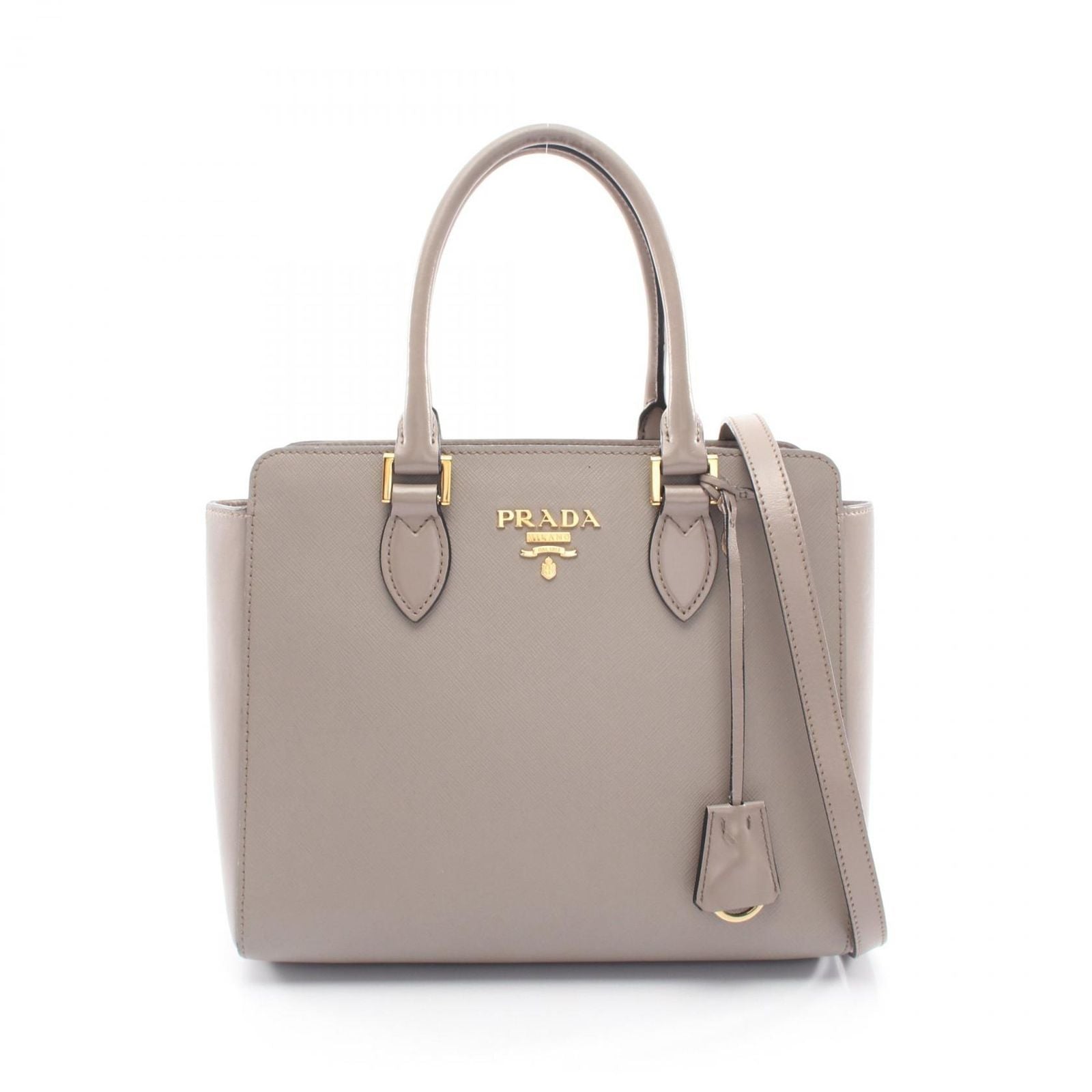 Prada Handbag 2-Way Gray Ju Leather Hand
