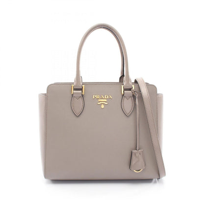 Prada Handbag 2-Way Gray Ju Leather Hand