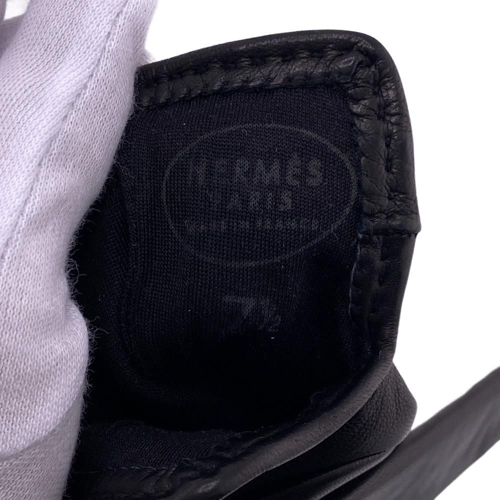 Hermes Chaine D'ancre Gloves 7.5 Leather Black — view 7