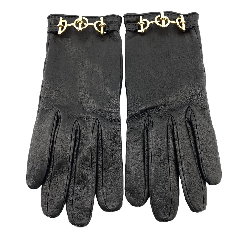 Hermes Chaine D'ancre Gloves 7.5 Leather Black — view 2