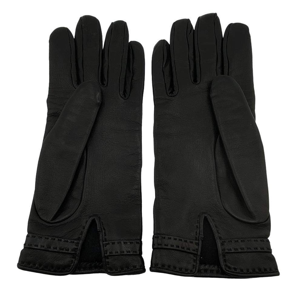 Hermes Chaine D'ancre Gloves 7.5 Leather Black — view 3