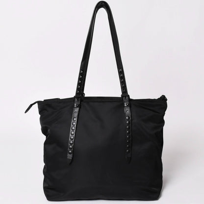 Prada Nylon Shoulder Bag Black Studded 2-Way Matte — view 2