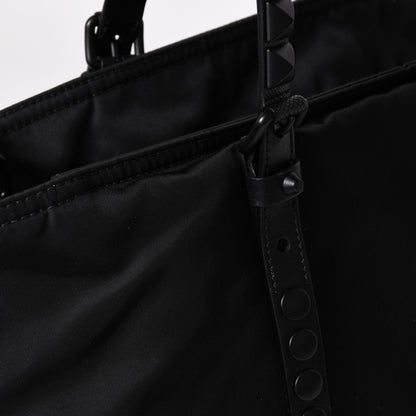 Prada Nylon Shoulder Bag Black Studded 2-Way Matte — view 5