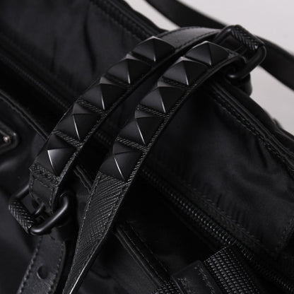 Prada Nylon Shoulder Bag Black Studded 2-Way Matte — view 6