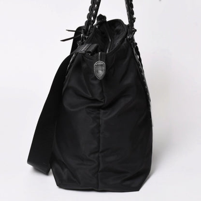 Prada Nylon Shoulder Bag Black Studded 2-Way Matte — view 4