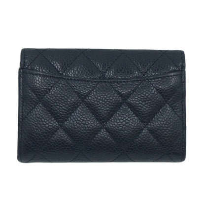 Chanel Quilted CC Logo Classic Flap Card Case Coin Black Red Caviar Leather — view 2