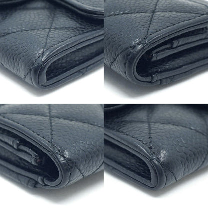 Chanel Quilted CC Logo Classic Flap Card Case Coin Black Red Caviar Leather — view 5