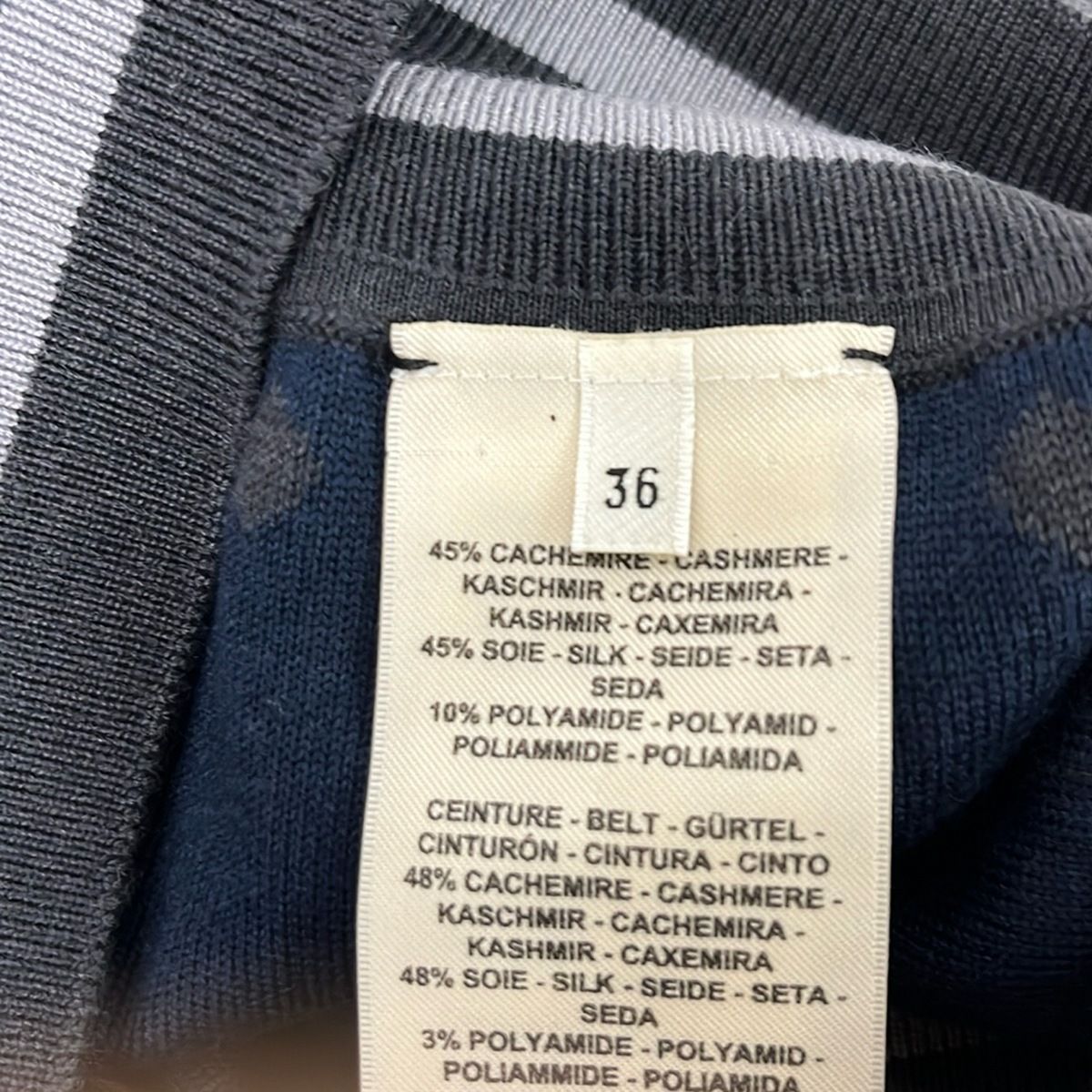 Hermes Mini Skirt 36 S Dark Gray Navy Cashmere Silk Dot Pattern Waist — view 5