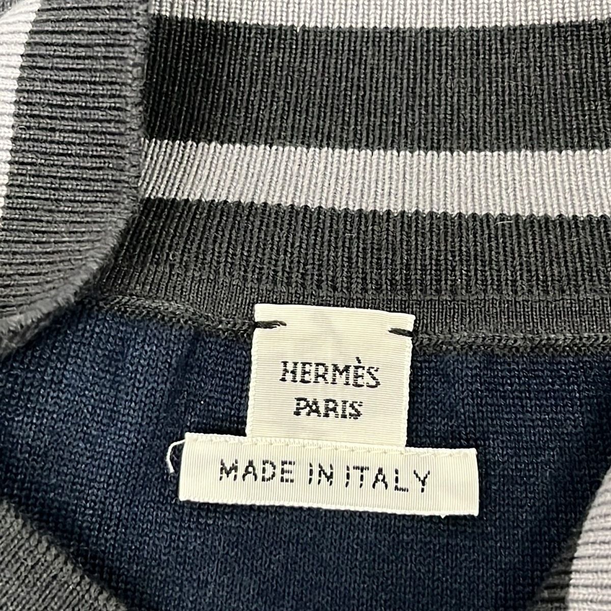 Hermes Mini Skirt 36 S Dark Gray Navy Cashmere Silk Dot Pattern Waist — view 3