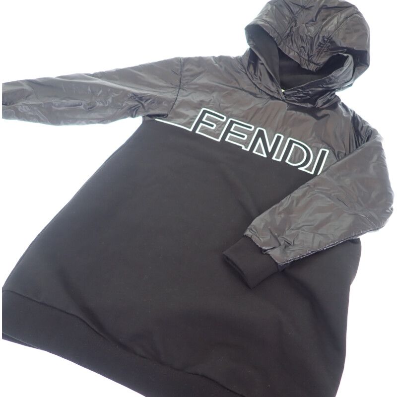 Fendi Logo Dress Cotton Polyester Black 12 Kids Girls — view 3