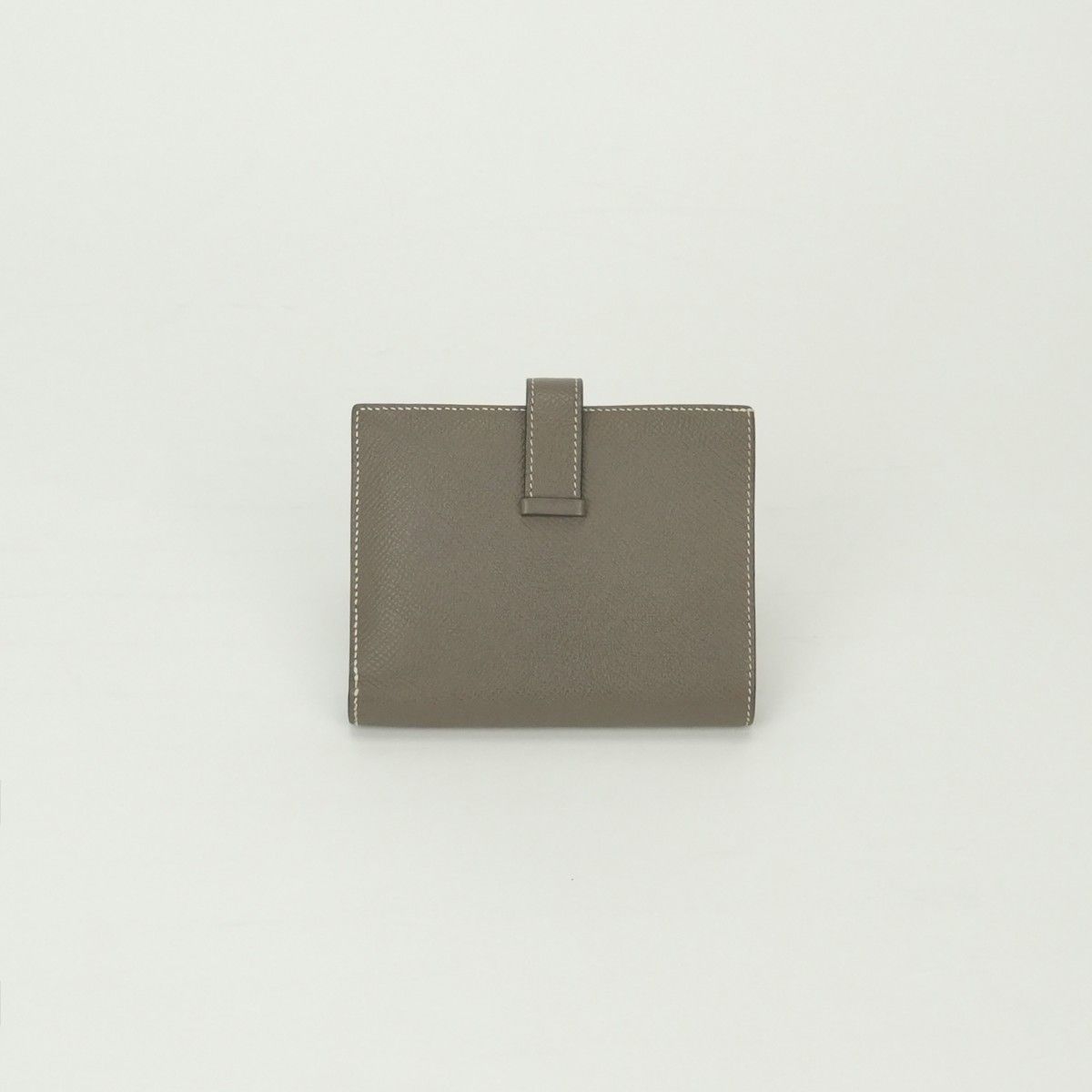 Hermes Bearn Compact Wallet Bifold Mini Epsom Etoupe Gray Silver Veau — view 2